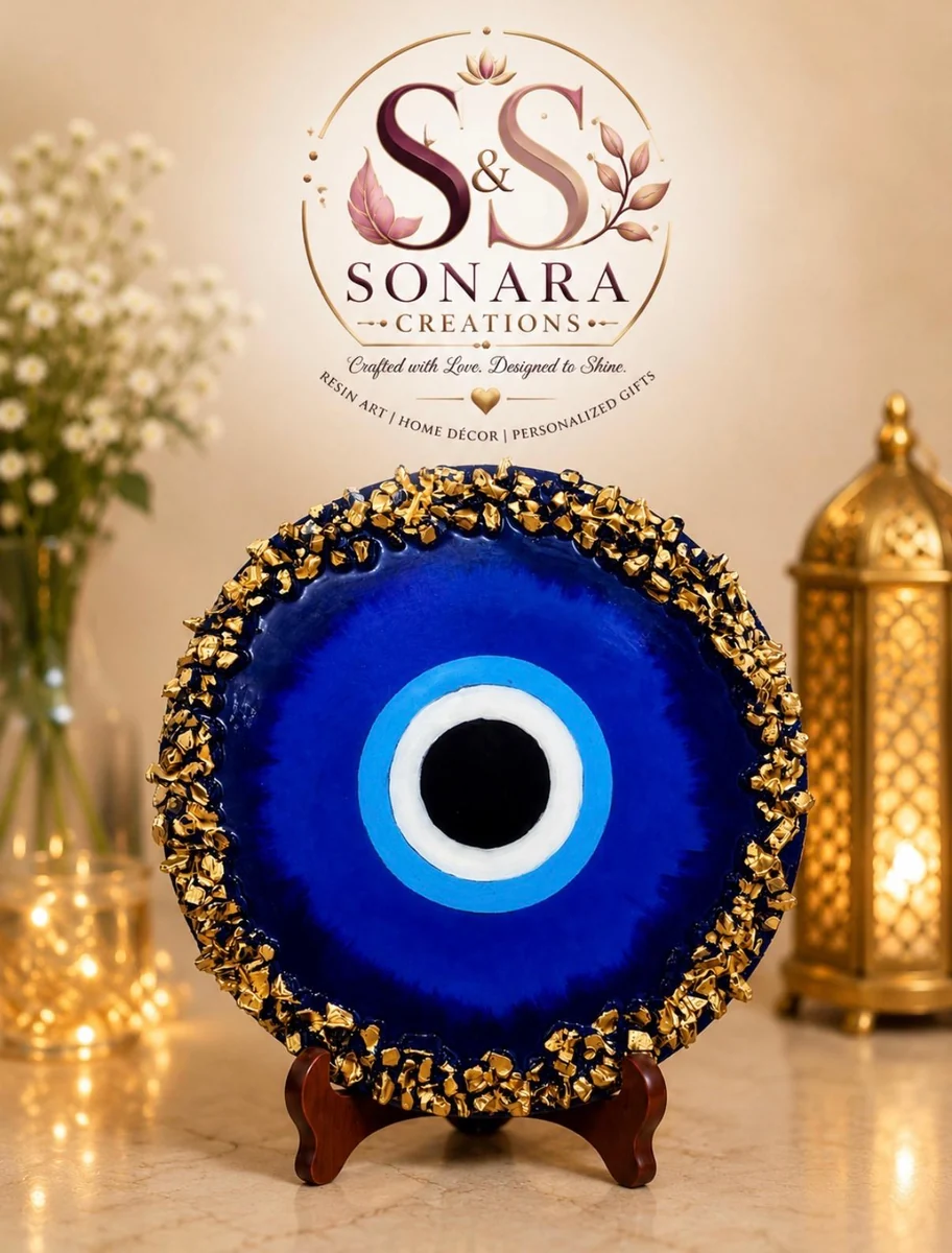 Blue Evil Eye resin décor