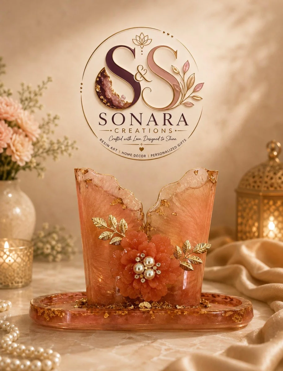 Pink floral resin spoon holder